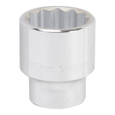 Vulcan MT-SM6036 Drive Socket, 36 mm Socket, 3/4 in Drive, 12-Point, Chrome Vana