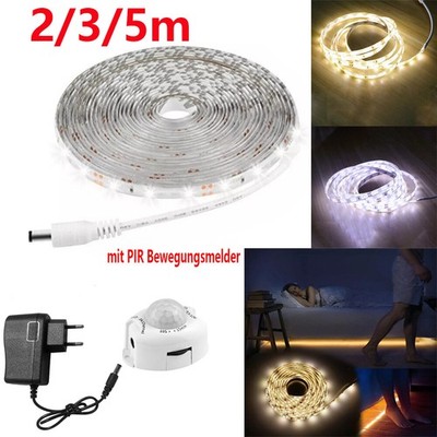 2-5m LED Stripe mit PIR Bewegungsmelder Lichtband 2835 Streifen Band Nachtlicht