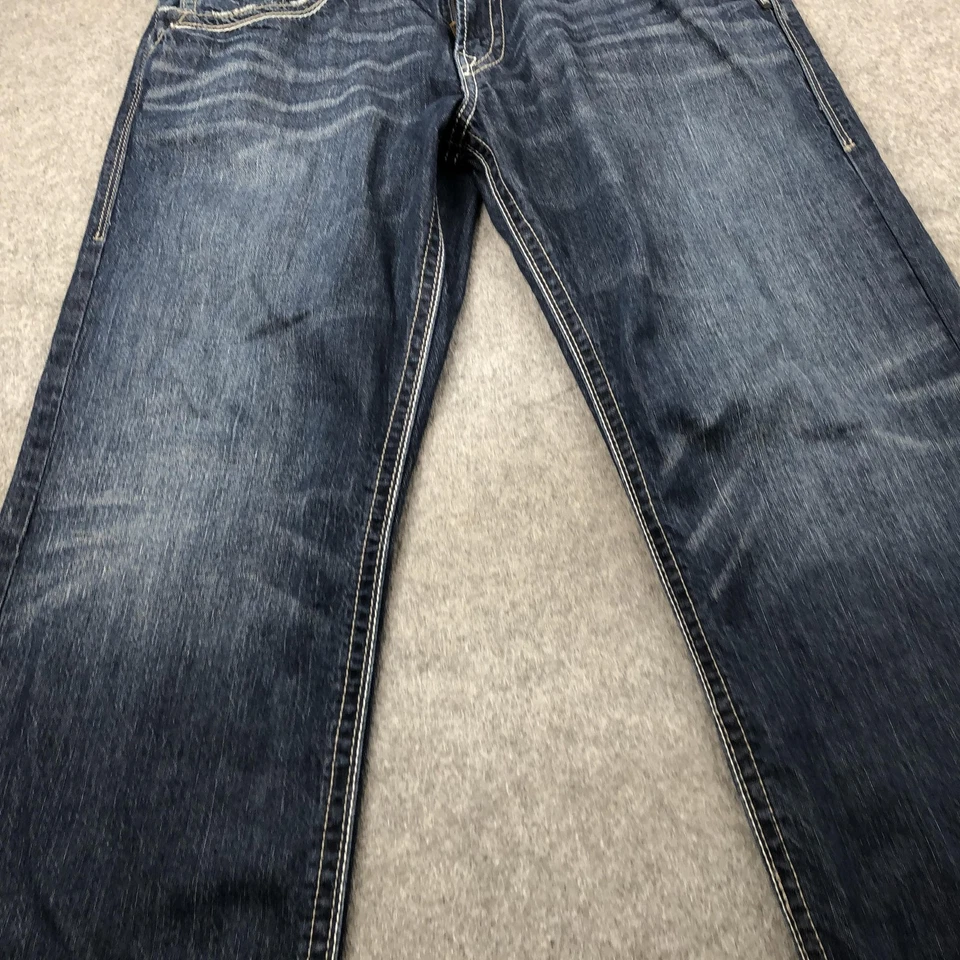 Pantalones de mezclilla plateados para hombre 36x34 azul Gordie relajados rectos elásticos Foto 3 de 4