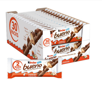 Kinder Bueno Crispy Creamy Chocolate Bar Milk Chocolate Hazelnut 30 Pack