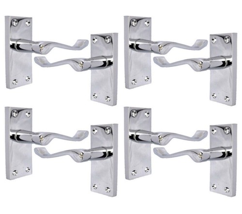 Chrome Door Handles - Polished Victorian Scroll Interior Handles Pack Of 4 Pairs - Picture 1 of 7