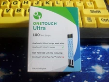 100 ONE TOUCH ULTRA TEST STRIPS, 1 X 100, EXP 1-31-26, DINGED SEALED BOX