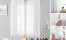 Sheer Curtains 63 Inch Length 2 Panels, Rod 42"W x 63"L Pack of 2 White