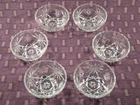 (6) Anchor Hocking  'Star of David' Scalloped Edge Vtg Pressed Glass Salad Bowls
