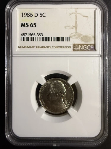 1986-D Jefferson Nickel NGC Graded Ms65 - B50208