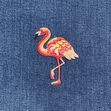 Pink Flamingo Applique Patch - Embroidered Bird Badge 3" (Iron On)