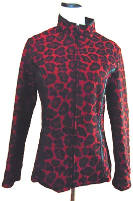 PECK & PECK COLLECTION WOMENS QUILTED LEOPARD/CHETAH PRINT RED JACKET COAT~S