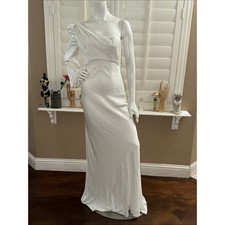 Ieena For Mac Duggal One Shoulder Blouson Sleeve Gown White Size 6 sleek bridal