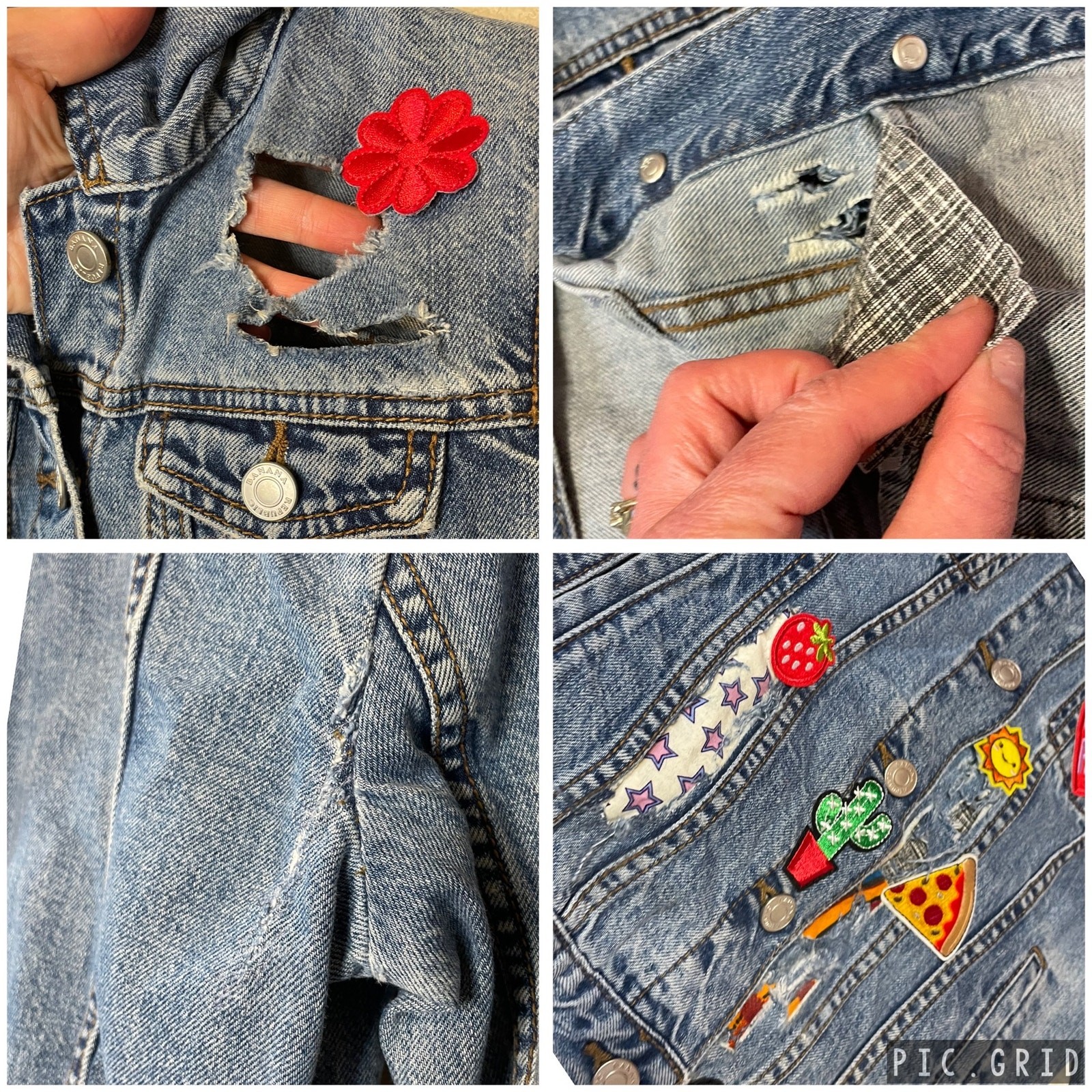 Banana Republic OOAK Custom Patchwork Distressed … - image 2