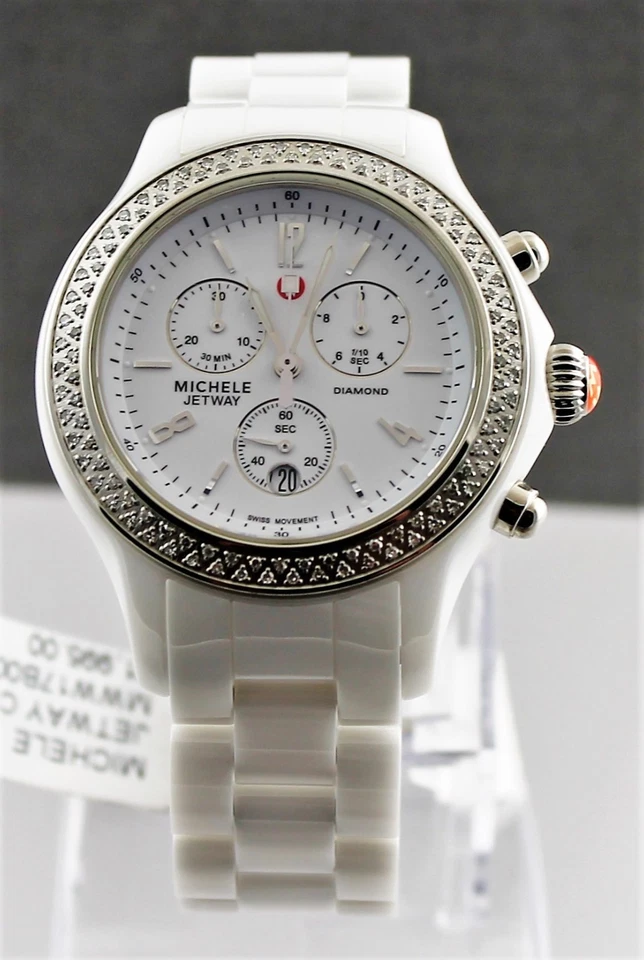 MWW17B000001 Michelle Jetway Ladies White Ceramic Swiss Quartz Chronograph Watch - Image 2 of 4