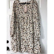 SHEIN | Emery Rose Leopard Babydoll Tiered Dress | 4XL || Cream Brown|
