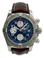 Breitling Men's 43mm Super Avenger II Blue Dial Watch on Leather! Ref: A13381! 2
