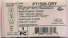 Pass & Seymour PlugTail GFCI Receptacle PT1595-GRY 15A 125VAC 60Hz (Lot of 5)