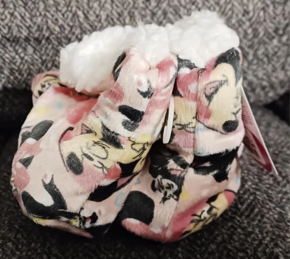 Toddler Girl 2T-3T Shoe Size 4.5-7.5 Fuzzy Babba Slipper Socks Minnie Mouse New - Image 3 of 4