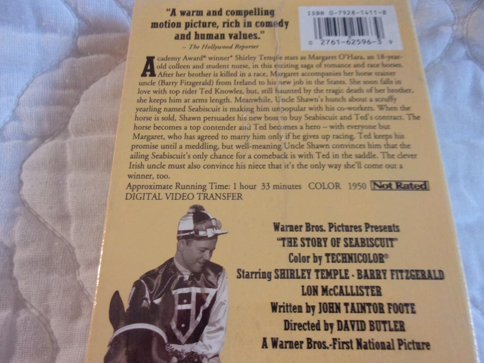 THE STORY OF SEABISCUIT VHS NEW SEALED HORSE RACING SHIRLEY TEMPLE ROMANCE DRAMA - Image 3 of 4
