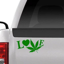 Love Pot / Marijuana - TWO PACK - Green Vinyl Decal, Legalize, Smoke, Joint