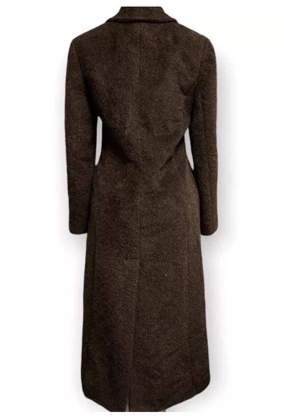 Jones New York Collection Fur 65% Suri Alpaca 35% Wool Brown Long Coat  6 Peru - Image 4 of 4