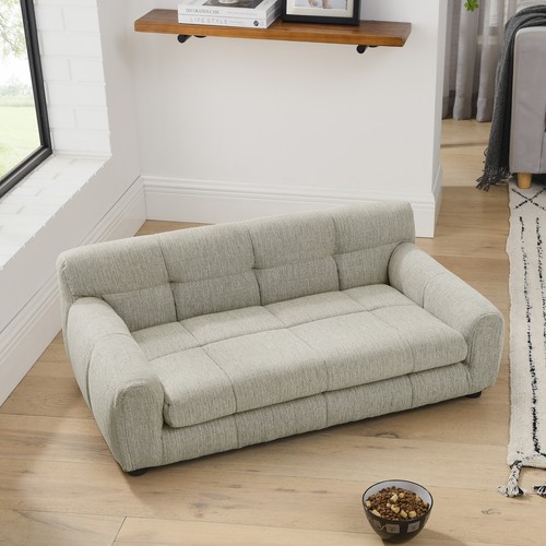 Fabric Dog Couch Sofa Pet Bed for Medium and Large Dogs W/ Backrest and Armrests - Picture 22 of 31