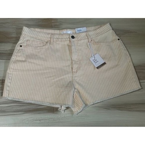 NWT LC Lauren Conrad High-Waisted Cut Off Shorts Peach Stripe Plus Size 24W - Picture 3 of 4