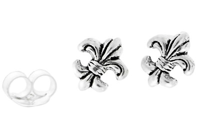 Fleur De Lys Königliche Lilie Ohrstecker 925er Silber Symbol Schmuck - NEU
