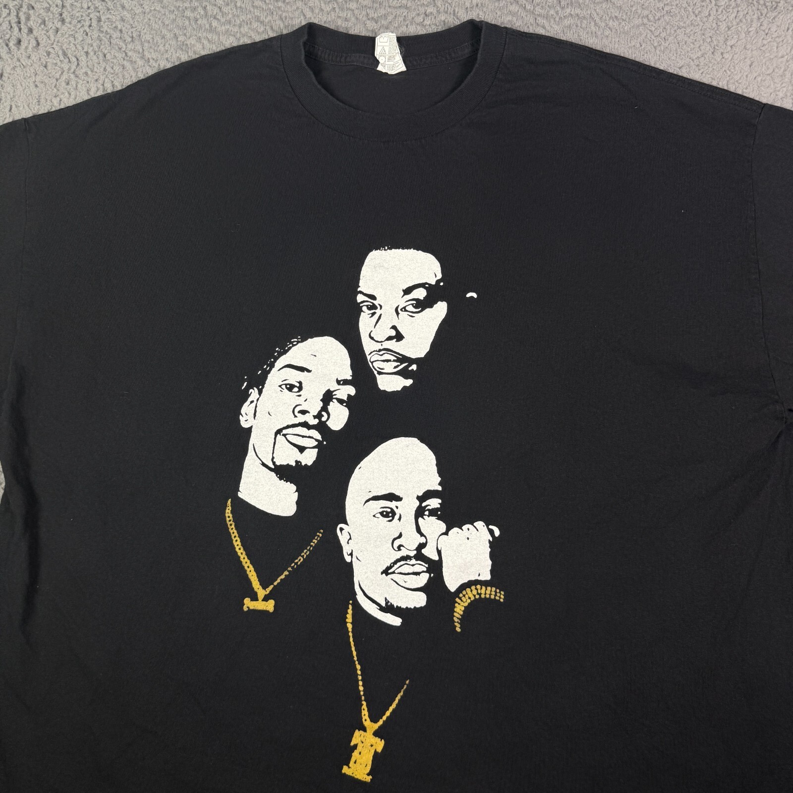 FILA Maglietta Vintage Death Row Records Uomo 3XL Nera Tupac Dr. Dre Snoop Dogg Rap Tee