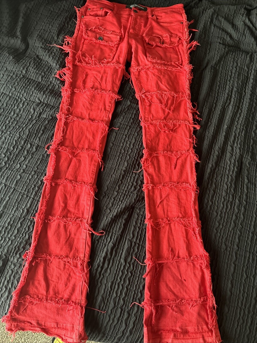 VALABASAS LOOMIS STACKED FLARED JEAN RED