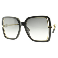 NEW  ROBERTO CAVALLI SRC007 0700 55- 17-140 Black Gold Square Full Rim Sunglass