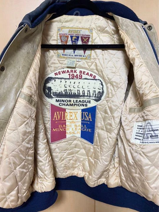 AVIREX Leather Varsity Jacket Blouson Men Size M Newark Bears Rare From Japan