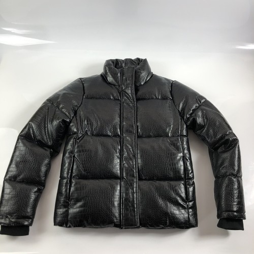 womens faux leather puffer jacket size 