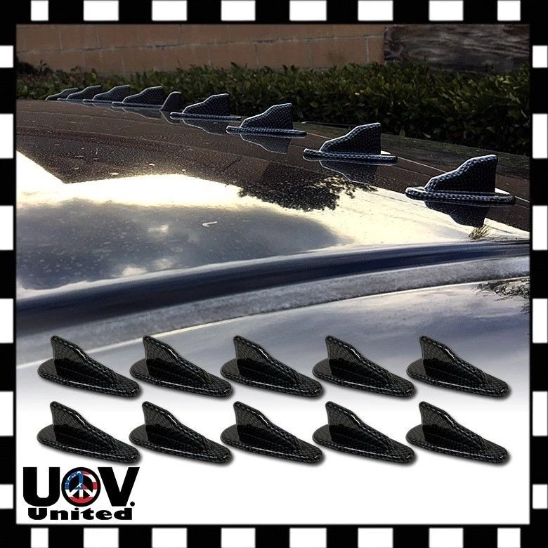 Generador de vórtice de aire de fibra de carbono EVO aleta de tiburón alerón de chorro maletero difusor de techo Foto 3 de 4