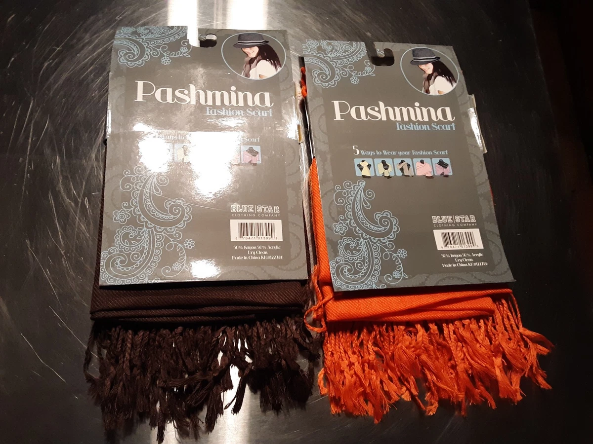 Set 2 Blue Star 28"X78" Pashmina Soft Shawl Scarf Wrap Brown & Orange NEW |  eBay