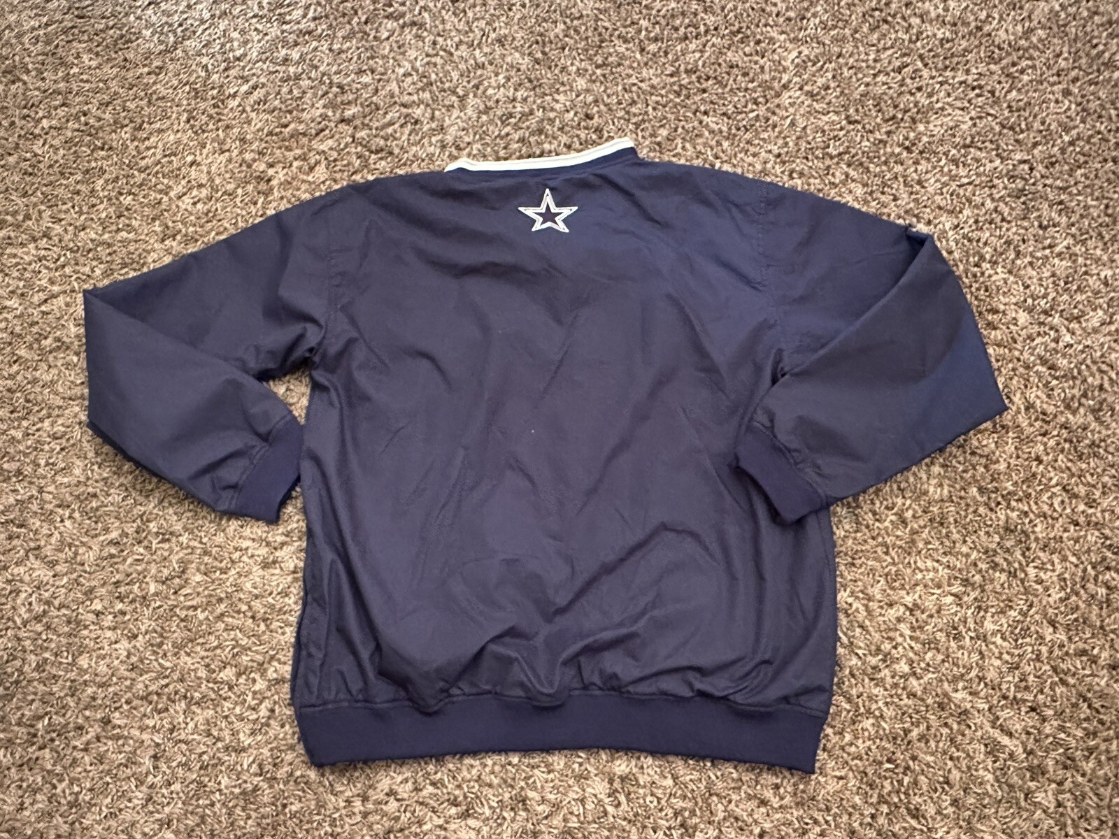 Dallas Cowboys Jacket Mens Medium Blue V Neck Pullover Apparel Football