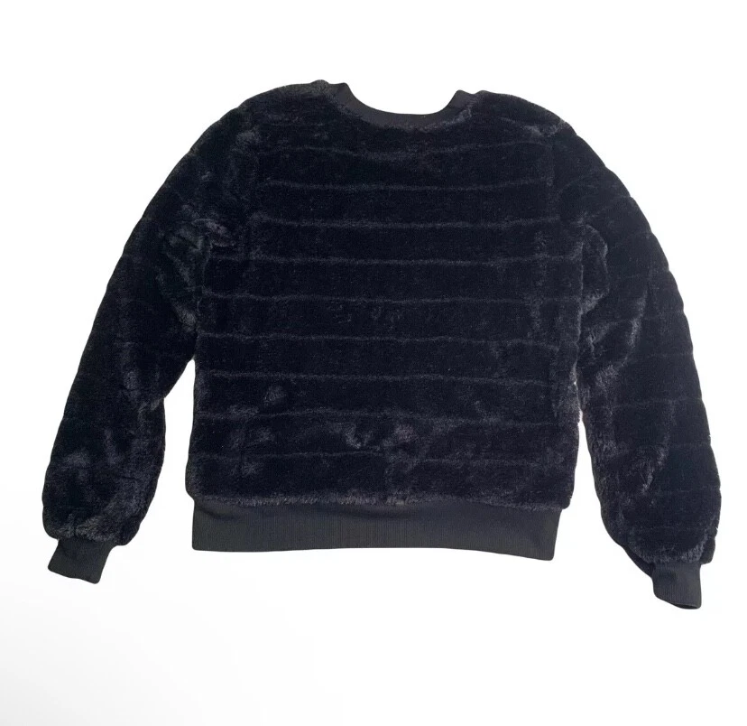 Sudadera de felpa casi famosa Top niña XS negra manga larga suave lisa Foto 2 de 4