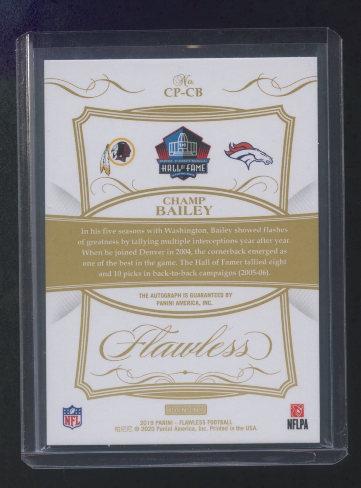 2019 Panini Flawless - Hall of Fame Autographs Champ Bailey #HOF-CB ...