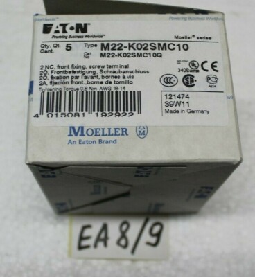 5x Eaton Kontaktelement 121474 Typ M22-K02SMC10