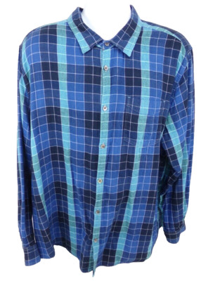 Carbon 2 Cobalt Flannel Button Up Shirt XL Blue Plaid Lightweight