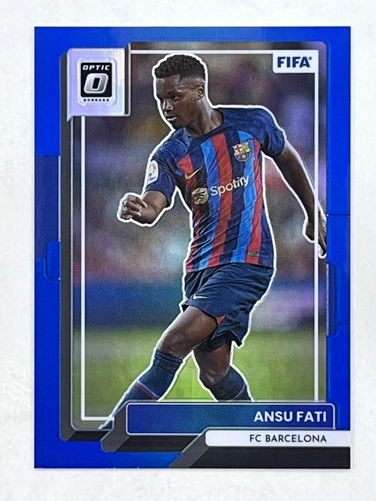 Ansu Fati 2022-23 Donruss Soccer FIFA Optic Blue Prizm /99 #31 Barcelona Card