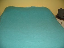 Vintage Chatham Purrey Blanket 4 sided Satin Binding Rare Aqua Blue 70 X 84