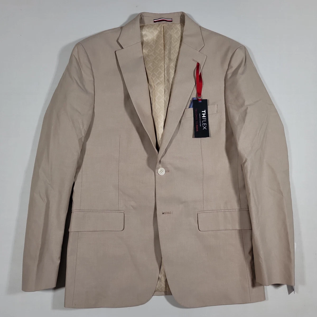 Tommy Hilfiger Chambray Suit Jacket Mens 40R Tan Modern Fit Th