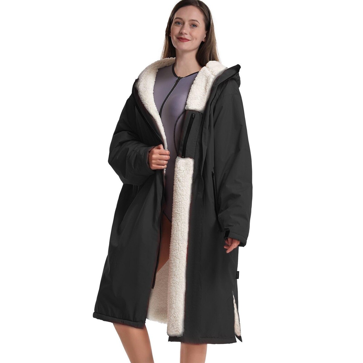 Waterproof Changing Robe with Lamb Fleece Lining Oversize Swim