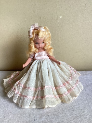 Vintage Nancy Ann Storybook Blonde Blue Eye Red Lips Bisque Fashion Doll 6" Tall
