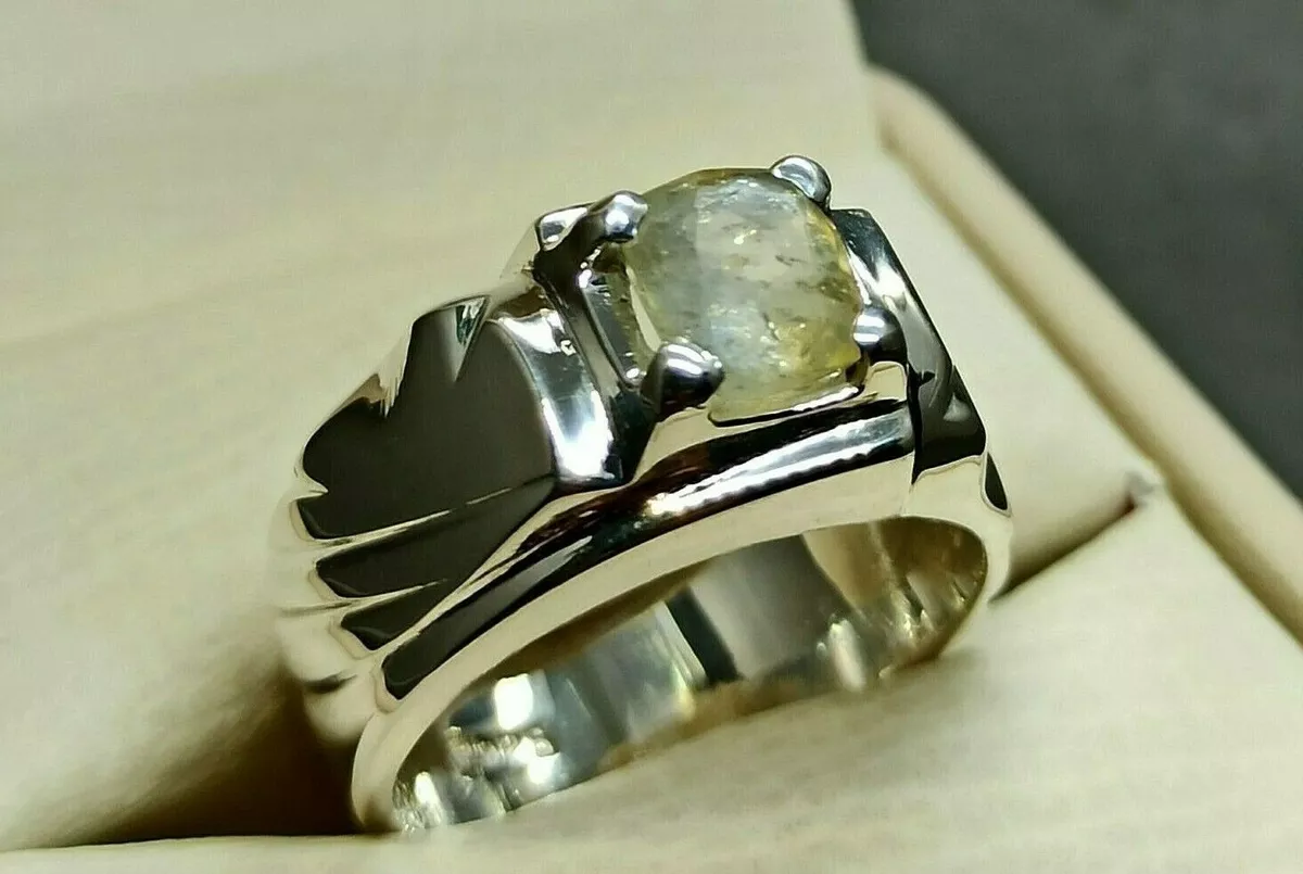 Natural Certified Yellow Sapphire/ Pukhraj Ring In Silver Sterling Rashi  Ratan | eBay