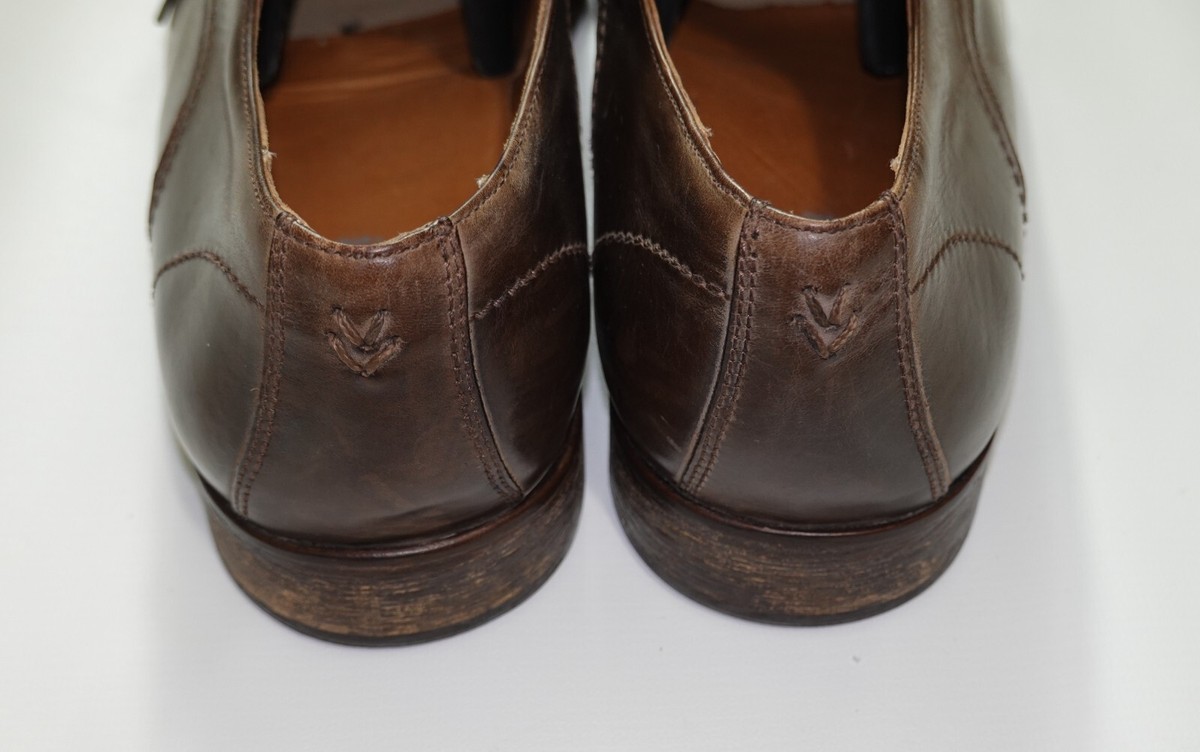 John Varvatos Hand Made Leather Derby Shoes in Brown Size 