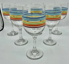 Libby Libbey Water Wine Glass Goblet SET OF 6 Fiesta Mambo - Excellent