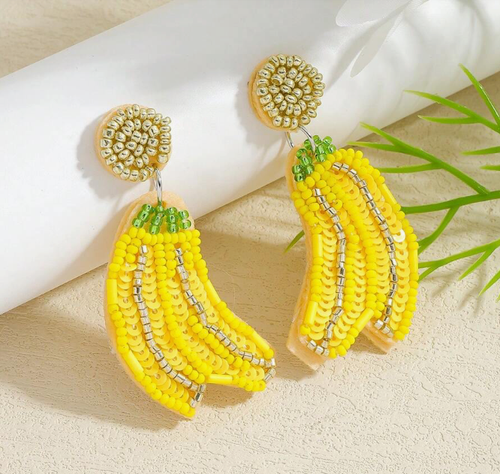 Lightweight Handmade Seed Beaded Slices Fruit Post Back Earrings ~ Summer Fun - Picture 33 of 33