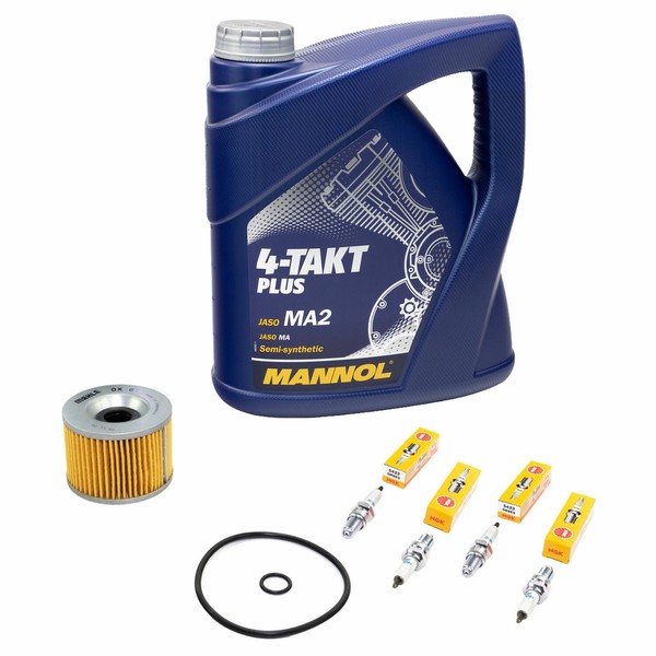 ÖL 4L ÖLfilter+ZüNdkerzen Inspektionspaket FüR Kawasaki GPX 750 ZX750F 1987-1988-image