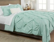 Threshold Pinched Pleat Comforter Set 3 Piece King Mint Comforter  2 Shams