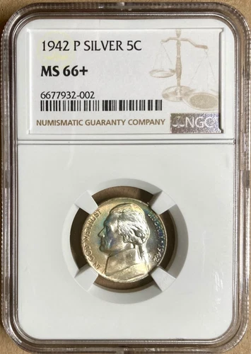 1942 NGC MS66+ Silver Jefferson War Nickel 5c