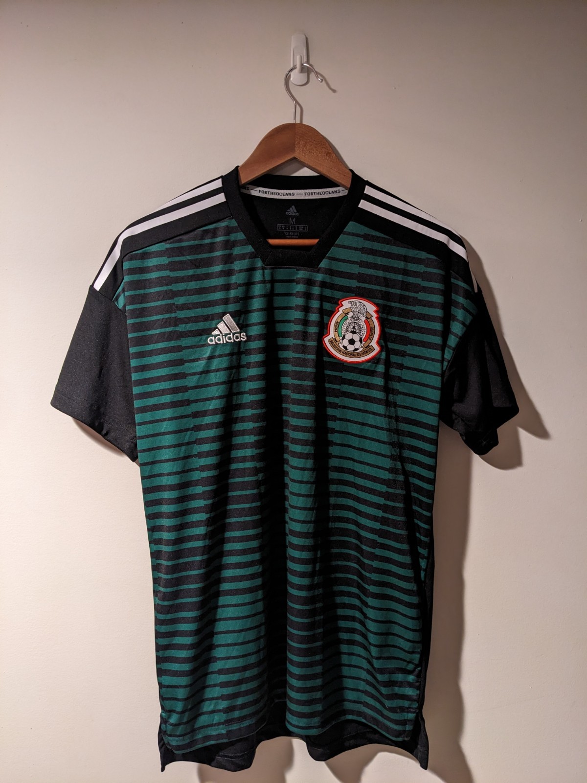 Mexico Adidas National 2018/2019 Green Black Medium Futbol Soccer Jersey