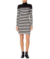 maison Jules Womens Striped Blouson Dress, Black, XX-Large